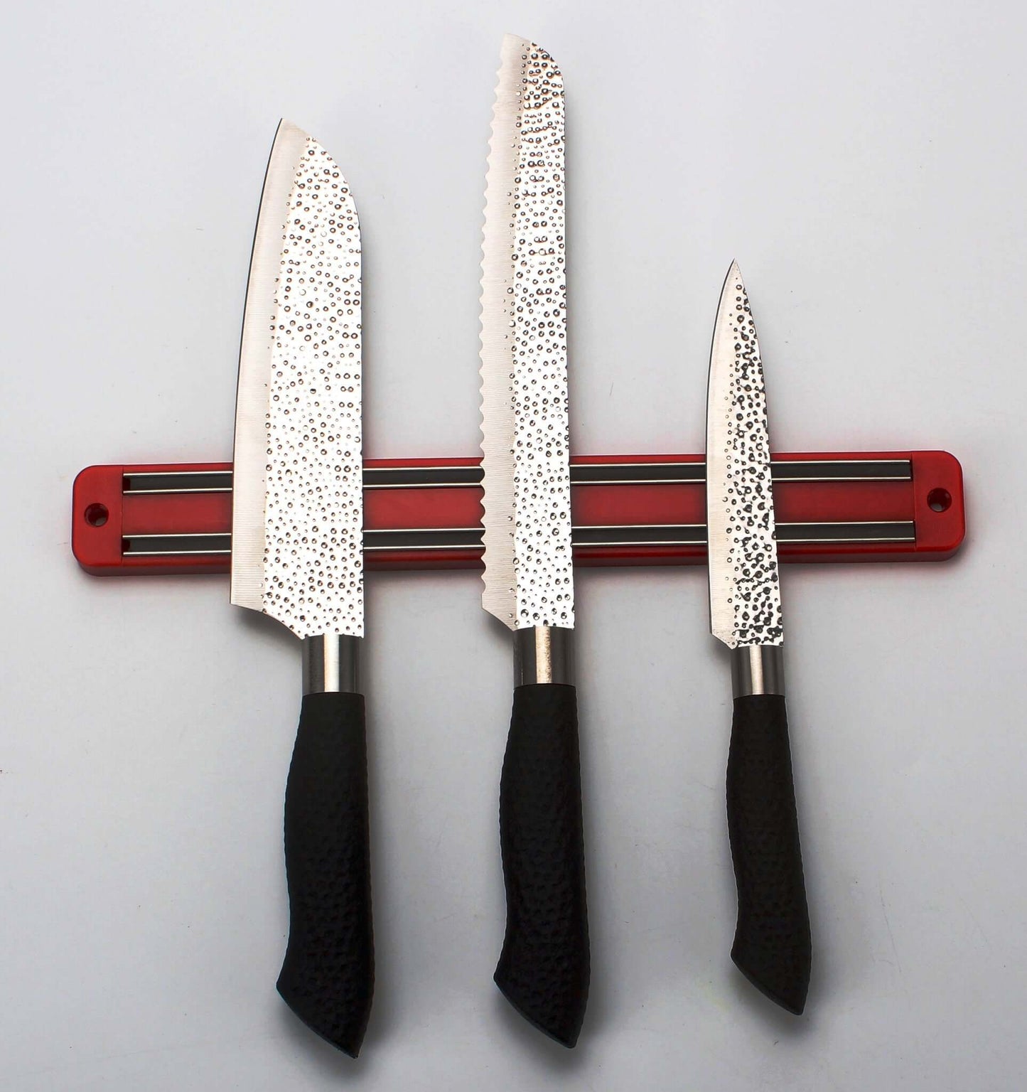 Embossed Hammered Blades 3 Piece Knife Set - GIFT SET BUNDLE
